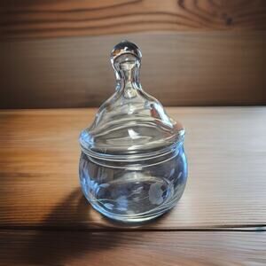 Vtg Floral Etched Crystal Candy Dish